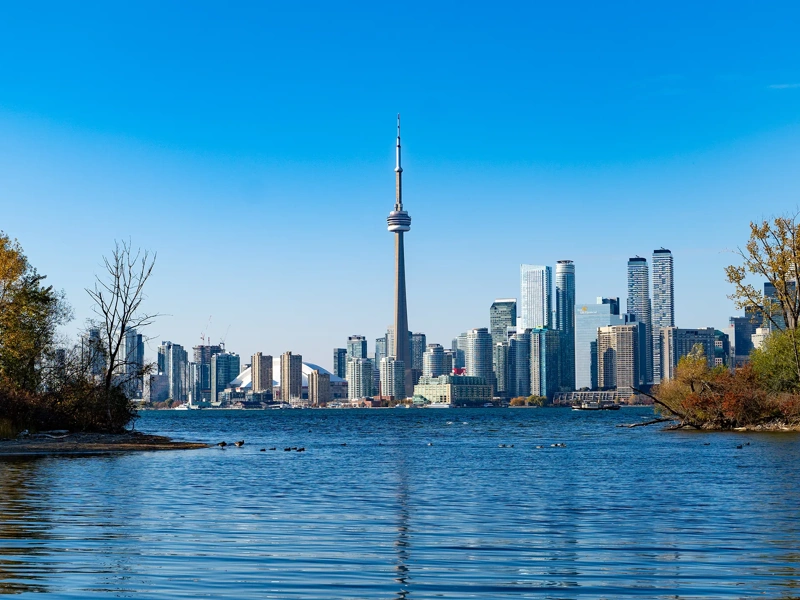 Toronto city skyline from Center Island in the summer, Ontario, Canada