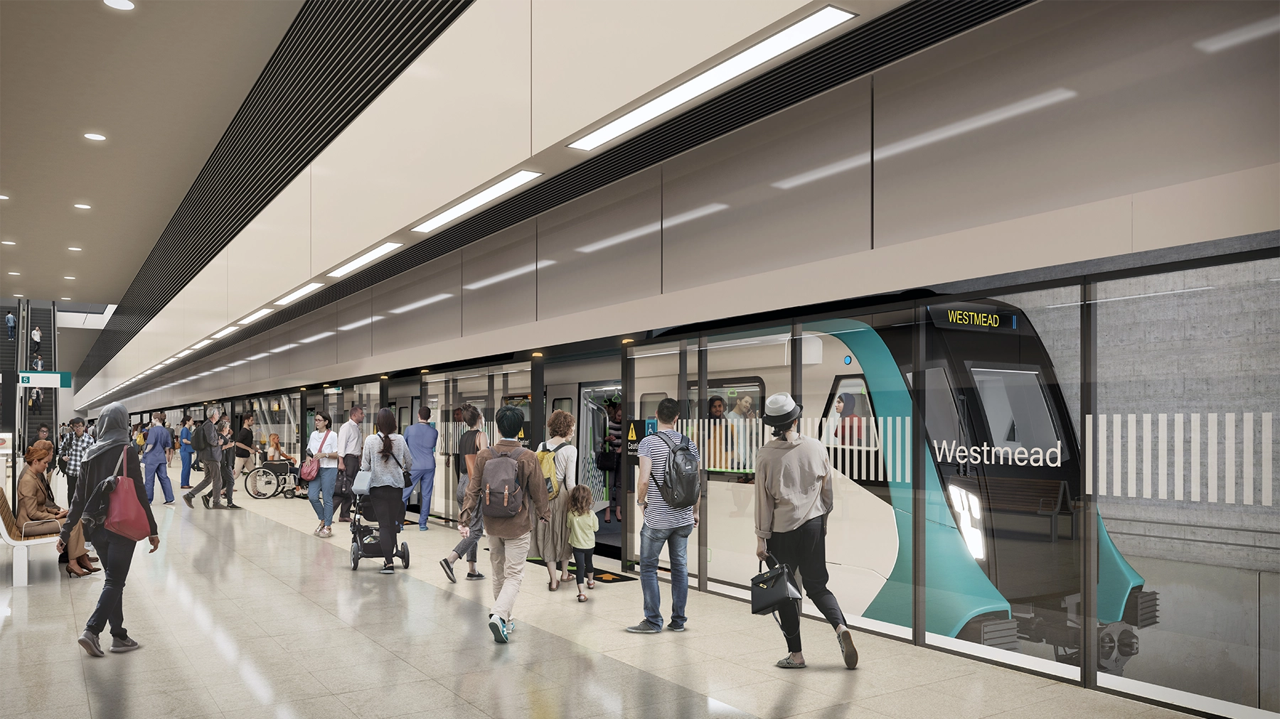 Metro with pedestrians about to go in